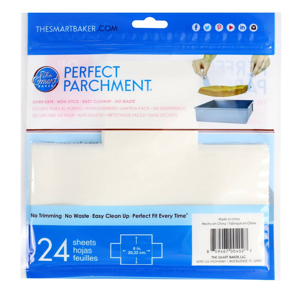 8 inch square parchment with lift tabs  - 24 Pack - Package Back