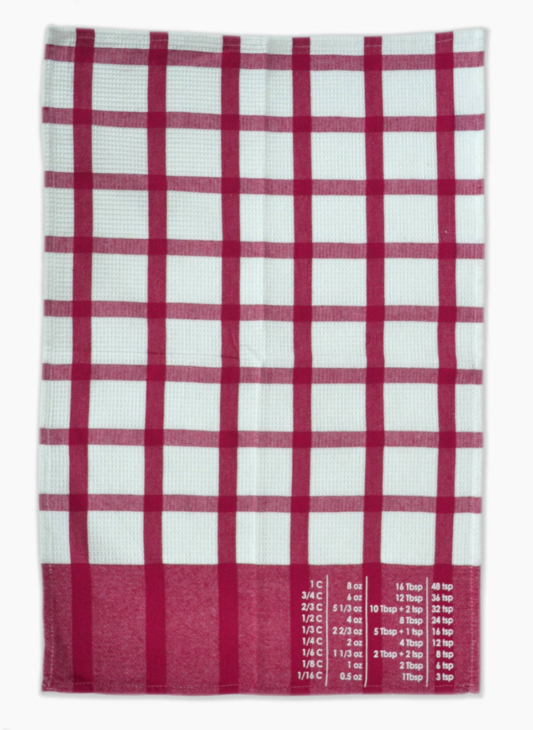 The Smart Baker Conversion Towel in Strawberry and White unfolded