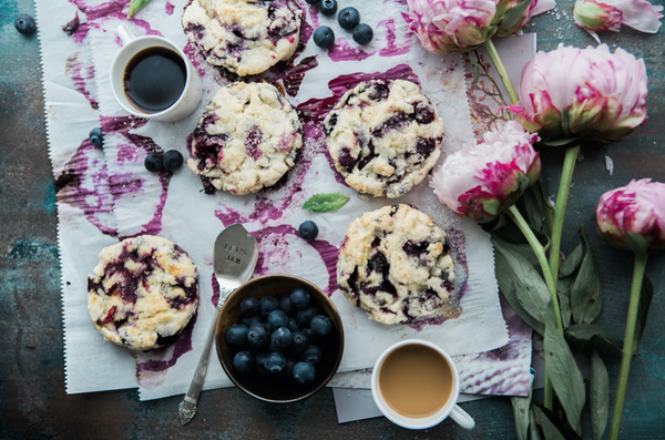 Blueberry scones with flowers by Brooke Lark