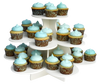 3 tier flower cupcake tower with cupcakes