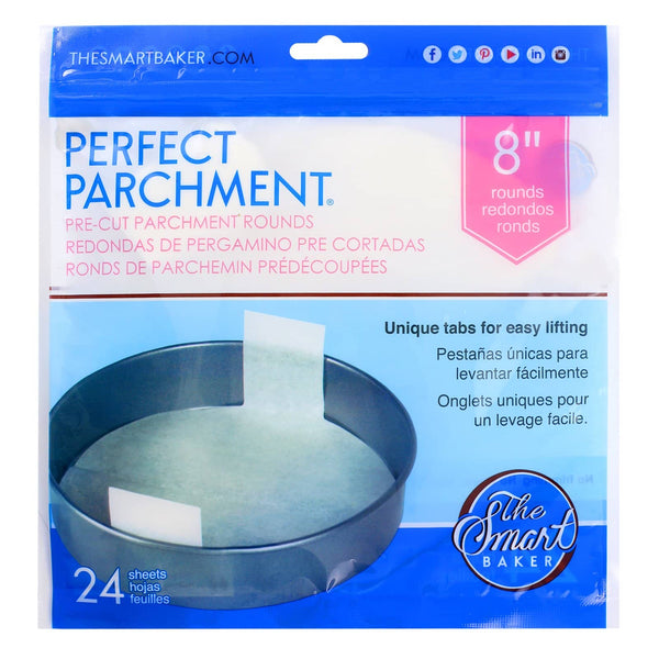 8 inch round parchment with lift tabs - 24 Pack - Package Front