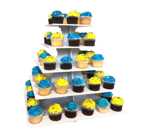 5 Tier 2 in 1 Square Cupcake Tower with Cupcakes